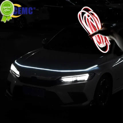 Super Bright Led Car Hood Daytime Running Light Strip Scan Lighting Decoration Auto Ambient Neon Lamp Atmosphere Backlight 12V